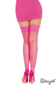 Dreamgirl One Size Queen Pink Sheer Thigh High Stockings
