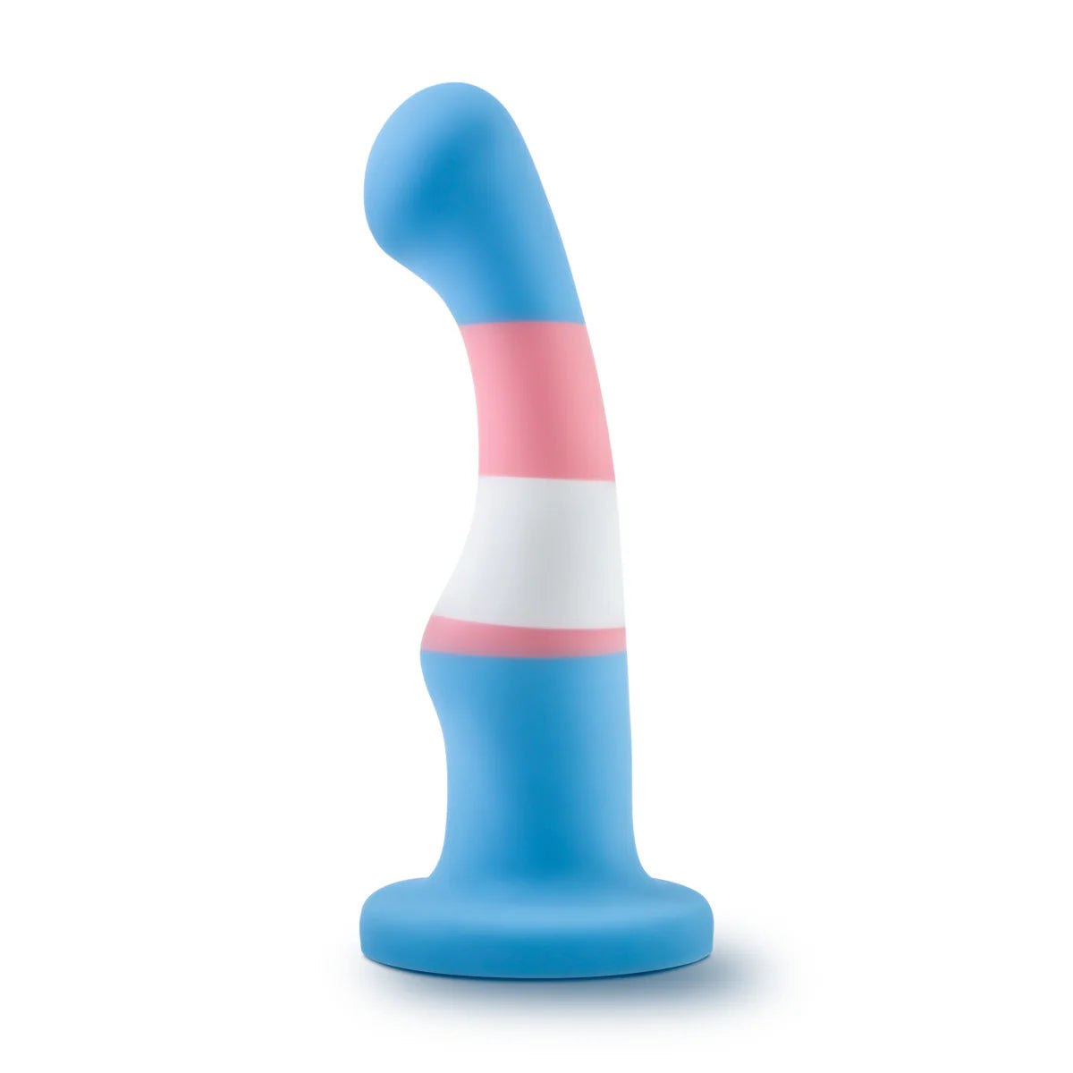 Close-up of Avant By Blush® Pride True Blue P2 dildo made from Ultrasilk® Purio™ silicone, emphasizing its high-quality and body-safe materials.