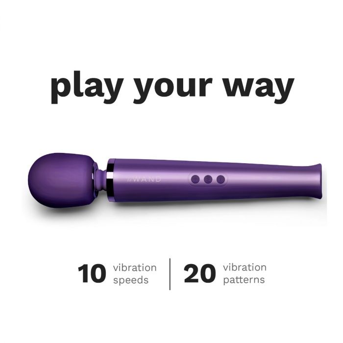 Le Wand Rechargeable Vibrating Massager With 10 Speeds, 20 Patterns, Silicone Head & Travel Case