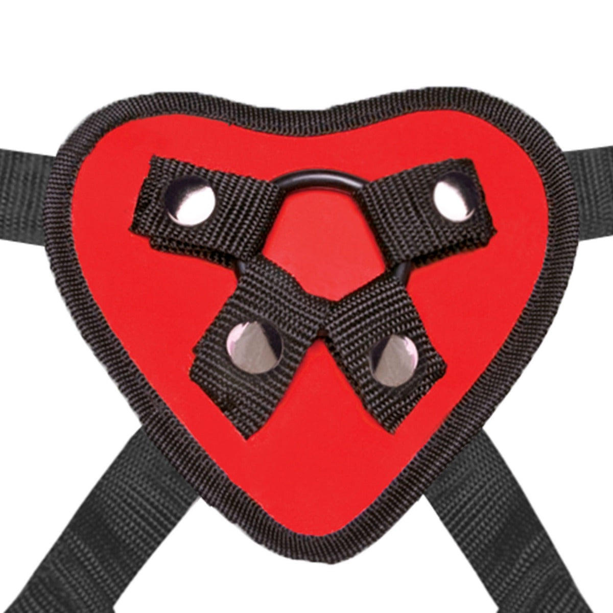 Lux Fetish Heart Strap On Harness & Dildo Set with Adjustable Fit and Satin Blindfold, 5 Inch Dildo