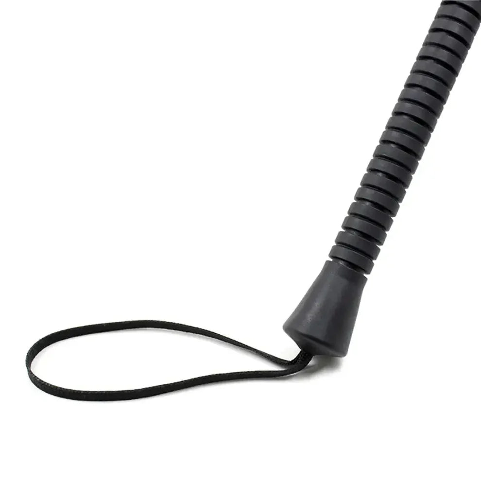 Detailed view of the rubber handle of the spiked riding crop, showcasing its ergonomic grip and stylish design, ideal for comfort and control during use.