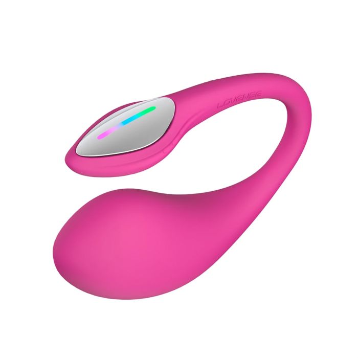 Pink Lovense Lush 4 app-controlled vibrator love egg, shown from the front, designed for intimate pleasure and remote control use.