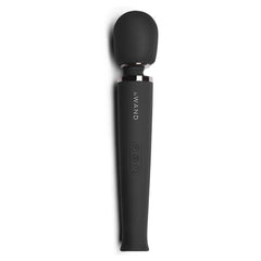 Le Wand Rechargeable Massager in black with attachments, handheld personal wellness device for soothing massage therapy.