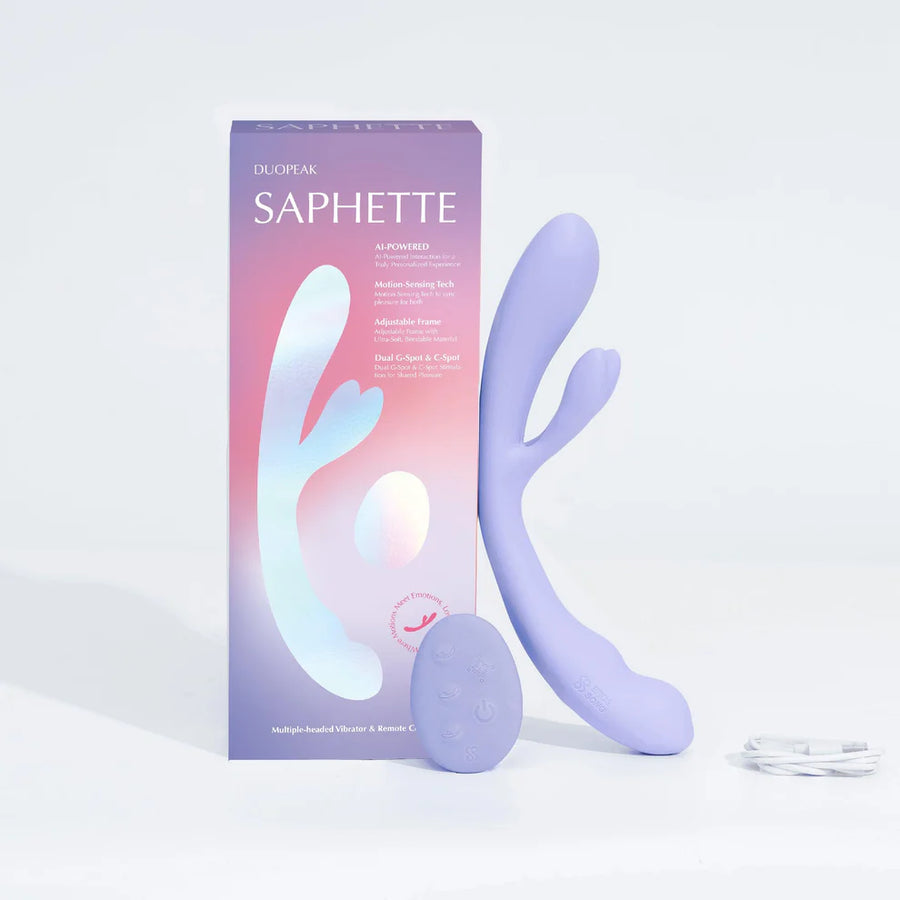 Duopeak – AI-Powered Double-Ended Vibrator for Shared Lesbian Pleasure showcasing its sleek design and innovative dual stimulation technology.