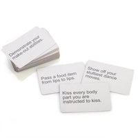 a set of four cards with words on them