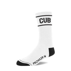 Red Prowler RED men's sock featuring a bold cub design, shown as a single sock mockup with vibrant color and detailed pattern.