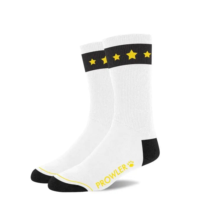 Men's Prowler Gold Star Socks displayed on a mockup, showcasing a stylish sock with gold star design and comfortable fit.