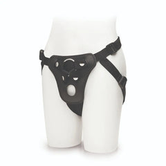 Close-up of the Me You Us Black Adjustable Harness, featuring a premium strap on harness design for versatile use.