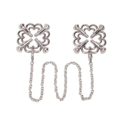 Me You Us flower design 4-way stimulating nipple clamp chain, featuring decorative flower accents and adjustable metal clamps.