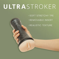 Me You Us Vagina Stroker with realistic textured design, made of easy-clean TPE material, shown in the image.