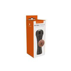 Me You Us Vagina Stroker with realistic textured design, made of easy-clean TPE material, shown in its packaging.