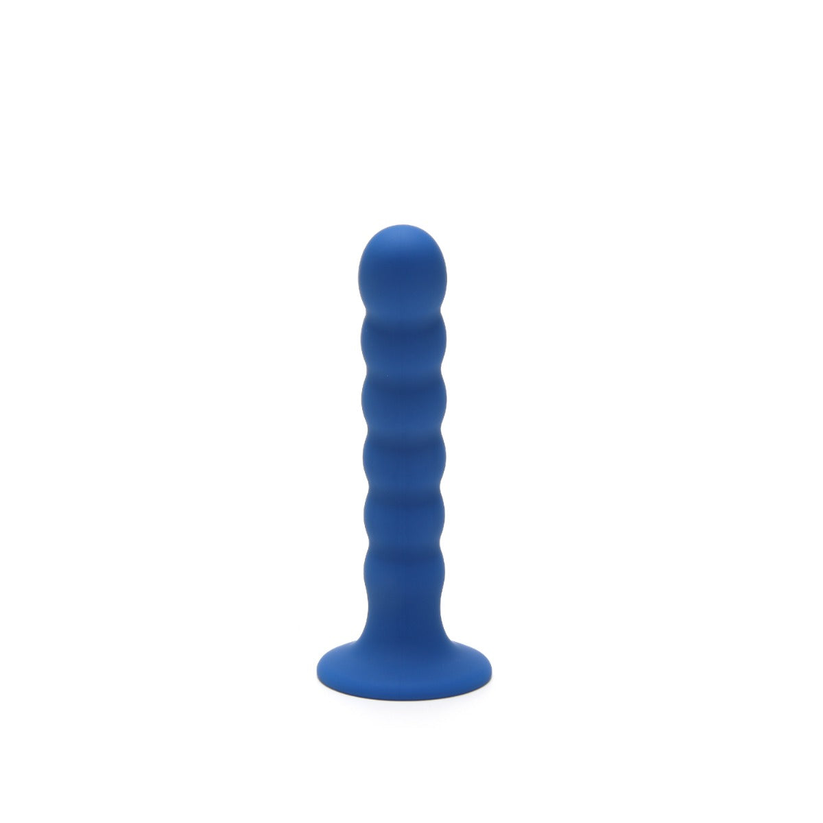 a blue plastic dildo on a white background