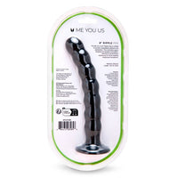 Stylish display of the Me You Us Ripple G-Spot Pegging Dildo Black 8 Inch, demonstrating its sleek contours ideal for stimulating the G-spot as the ultimate Ripple G-Spot Dildo.