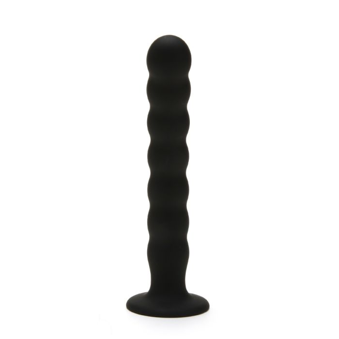Elegant view of the Me You Us Ripple G-Spot Pegging Dildo Black 8 Inch, showcasing the intricate ribbed texture for enhanced sensations, the ultimate Ripple G-Spot Dildo.