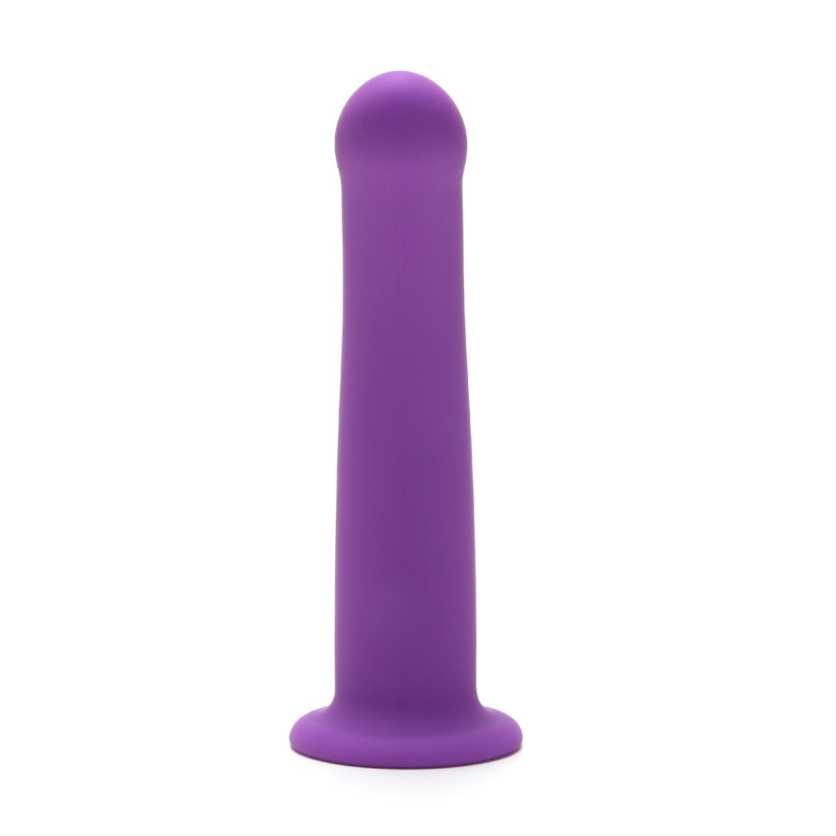 a purple plastic object on a white background