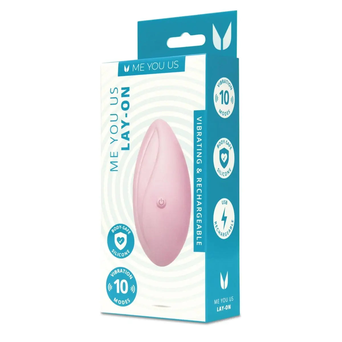 Me You Us Lay-On Vibrator Pink - An elegant panty vibrator featuring 10 powerful vibration modes for personalised pleasure.