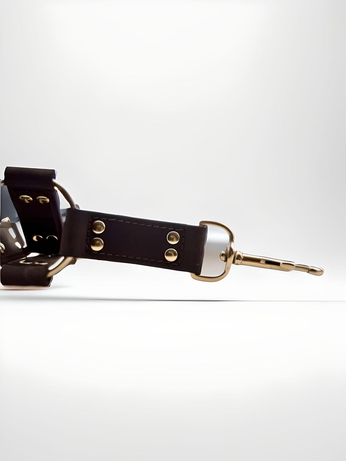 Luxury Nubuck Leather 4-Way Hog Tie with durable gold attachments, embodying elegance and function in bondage gear by Bound to Please.