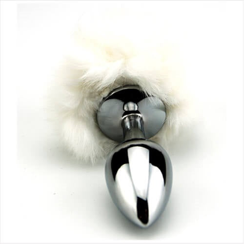 Luxury Bunny Tail Butt Plug – Teardrop Shaped Anal Toy with Faux Fur Tail for Role Play