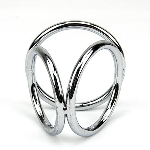 Bound to Please triple metal cock and ball ring with three interconnected rings for enhanced erections and sensations.
