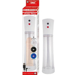 Nass Toys Commander USB rechargeable high vacuum electric penis pump with clear cylinder and control valve for enhanced enlargement.