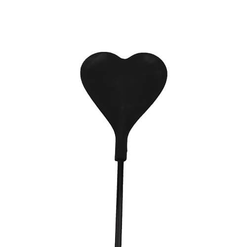 Bound to Please silicone heart-shaped crop with feather tickler for sensual play, featuring diamanté-encrusted details and soft silicone material.