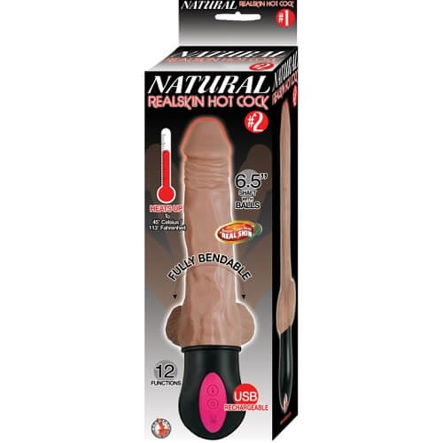 Warming 6.5 Inch Vibrating Dildo with Balls - 12 Functions, Realistic Feel