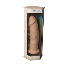 Sophisticated SilexD 9-inch Realistic Girthy Silicone Dual Density Dildo with Suction Cup, emphasizing its unique features and high-quality materials.