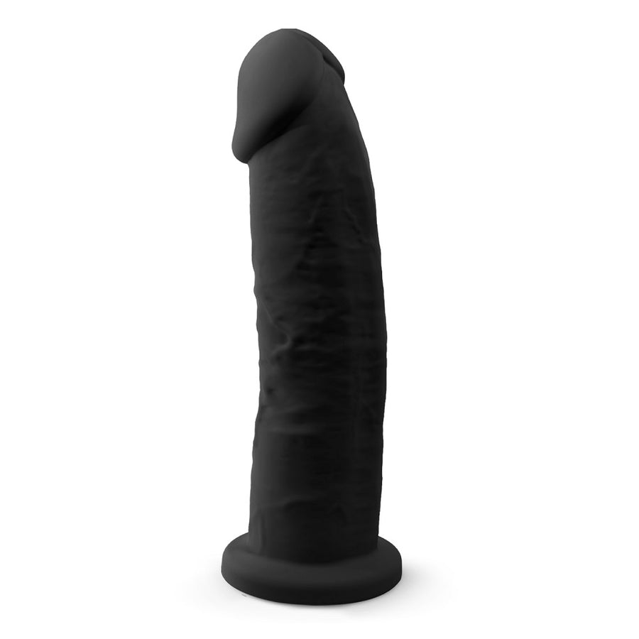 Elegant SilexD 9 inch realistic silicone dual density dildo in black, showcasing its lifelike design and sturdy suction cup base.