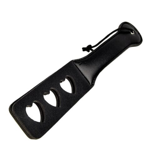 Bound to Please heart slapper paddle with heart cutouts, featuring a hollow design and smooth handle for playful sensation.