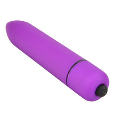Loving Joy 10-function purple bullet vibrator with pointed tip, compact personal massager, designed for targeted stimulation.