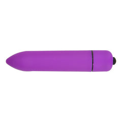 Loving Joy 10-function purple bullet vibrator with pointed tip, compact classic personal massager for discreet pleasure.