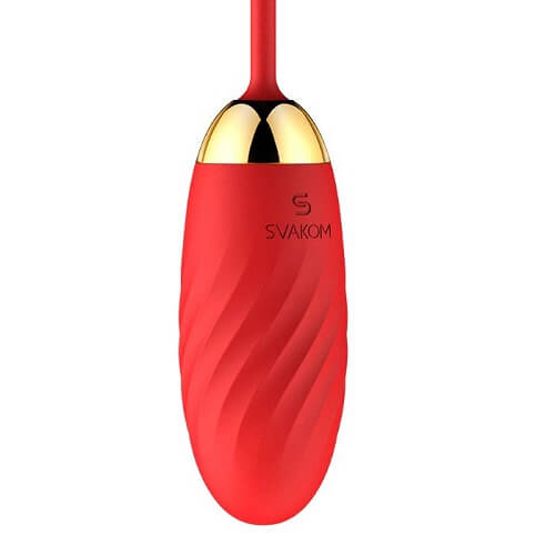 a red toothbrush with a gold top on a white background