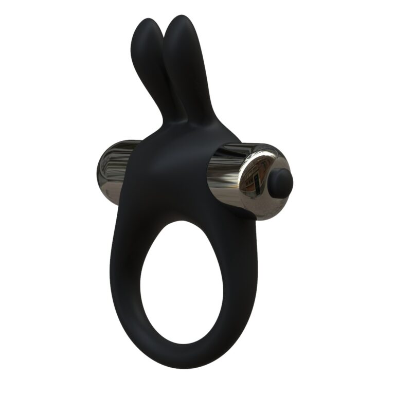 Loving Joy silicone rabbit vibrating cock ring with clitoral stimulator, designed to enhance erection and pleasure for couples.