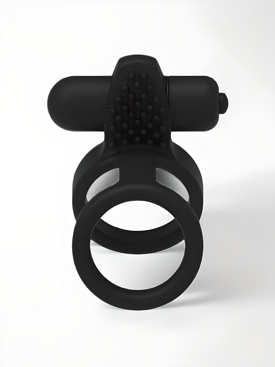 JoyRings Vibrating Cock Ring with dual support and raised nodules, designed for enhanced pleasure and intimacy.