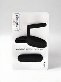 Elegant packaging of JoyRings Vibrating Cock Ring, highlighting its luxurious features designed for ultimate pleasure.