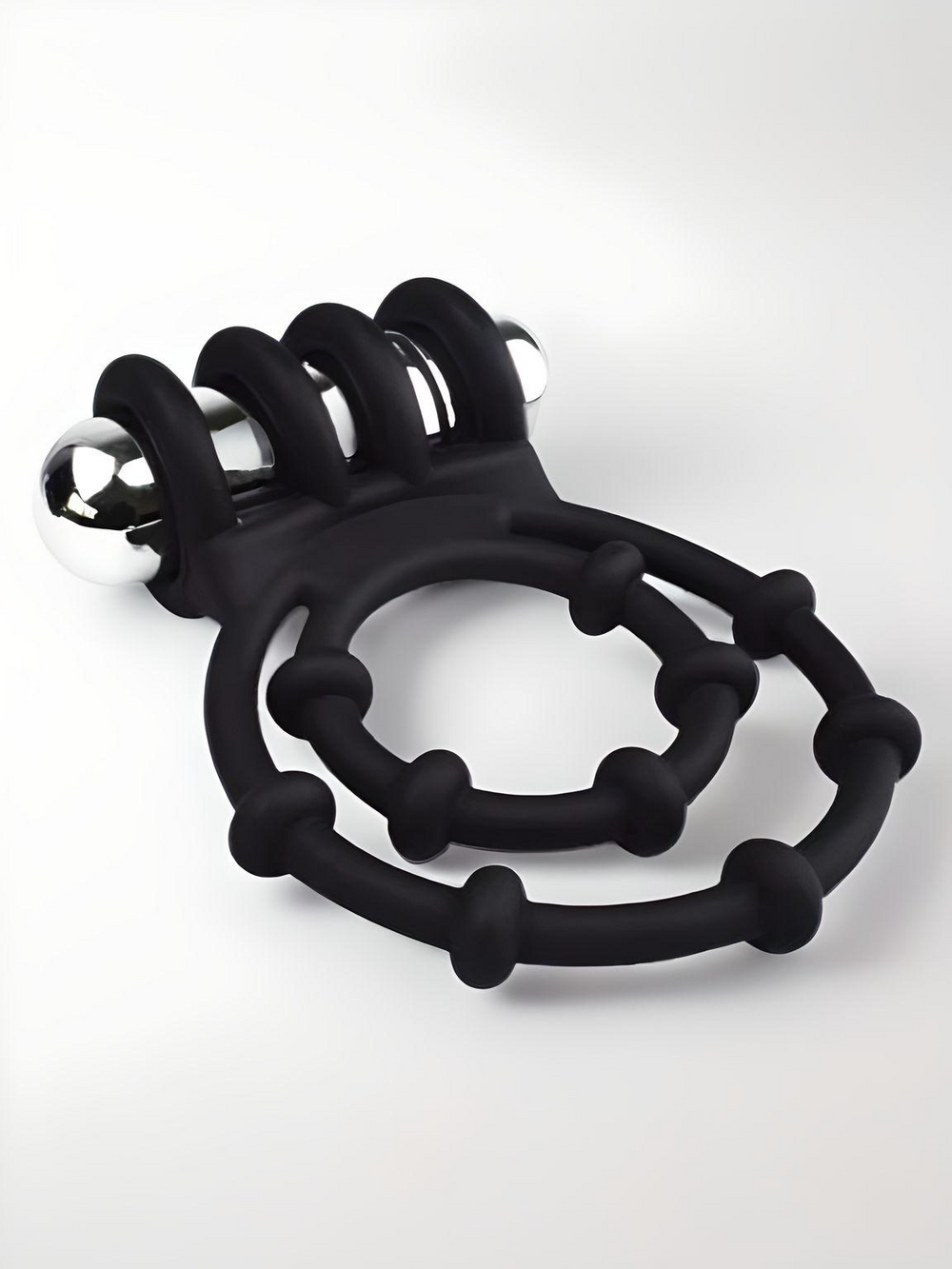 Rev-Rings double vibrating cock ring with silicone dual loops, designed for enhanced pleasure and secure fit.
