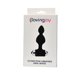 Loving Joy 10-function vibrating anal beads with silicone material and removable bullet vibrator, designed for intimate pleasure.