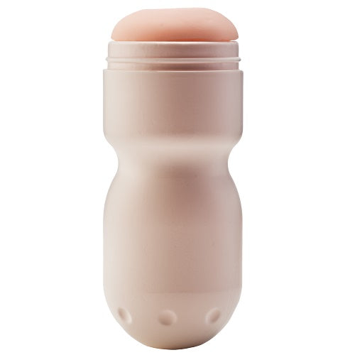 The Girl Next Door Layla Male Masturbator Anus displayed with its easy grip cup and hygienic cap, perfect for discreet use.