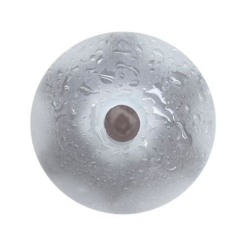 a white ball with water drops on it