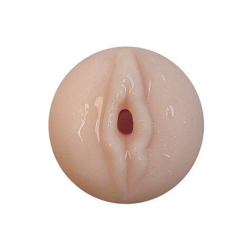 beige male vagina masturbator on a white background