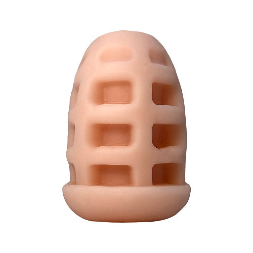 a pink plastic object on a white background