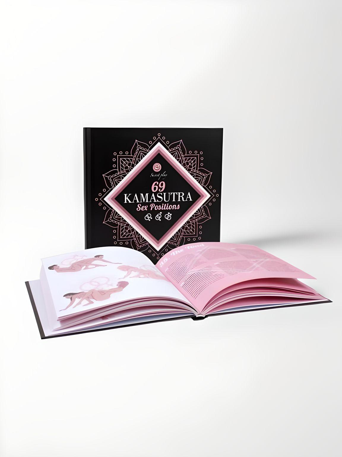 Exquisitely presented Kamasutra Sex Positions Book: 69 Illustrated Positions by Secret Play, displayed on a white background, showcasing its luxurious hardback design.