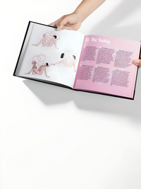 Interior view of the Kamasutra Sex Positions Book: 69 Illustrated Positions by Secret Play, highlighting an illustrated page featuring sensual poses and detailed descriptions.