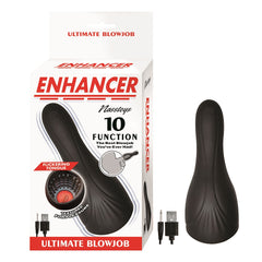 Luxury Enhancer Ultimate Blow Job Masturbator with Flicking Tongue showcasing its sleek design and textured surface for enhanced pleasure.