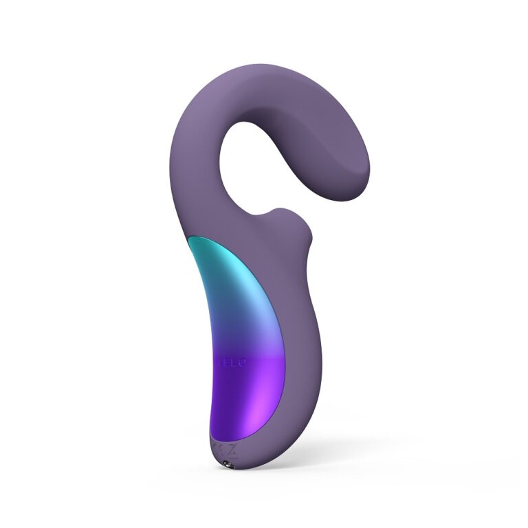 a purple and blue object on a white background