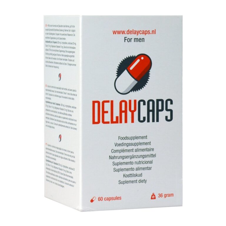 a box of delay caps on a white background