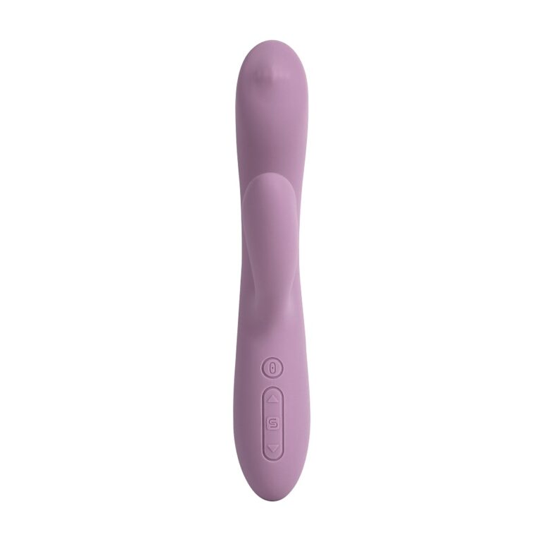 a purple vibrating device on a white background