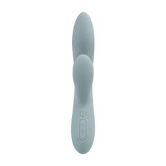 Close-up of the Svakom Chika highlighting its warming function and five vibration modes for a tailored experience.
