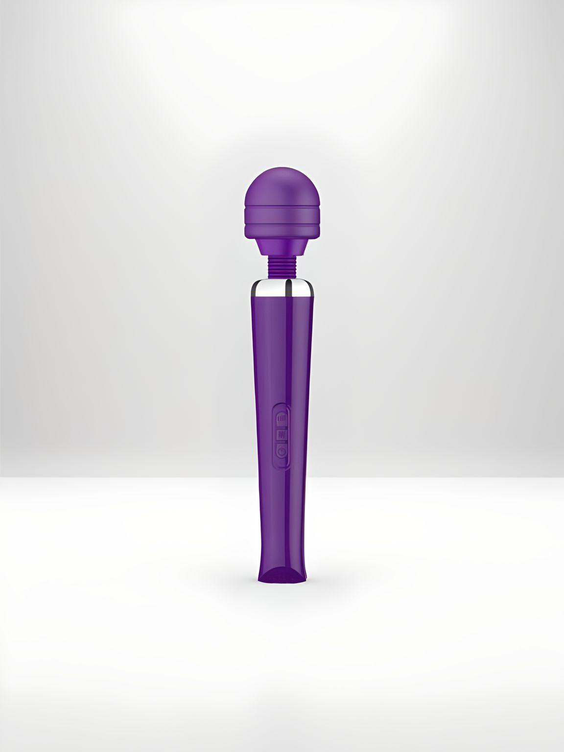 Purple Rechargeable Magic Wand Vibrator by Loving Joy, showing the sleek, compact design and flexible attachment for personal pleasure.