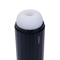 Svakom Sam Neo 2 Pro interactive masturbator with heating, sucking, and vibrating functions, shown with textured interior in the image.